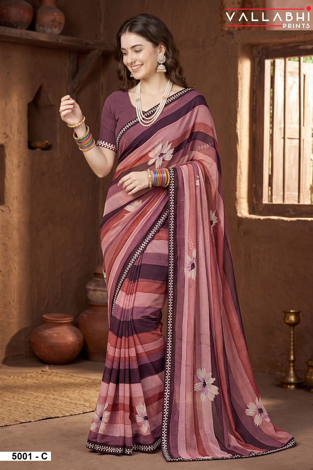 Malisha Vol 5 Vallabhi Prints Weightless Sarees Wholesaler Ahmedabad
