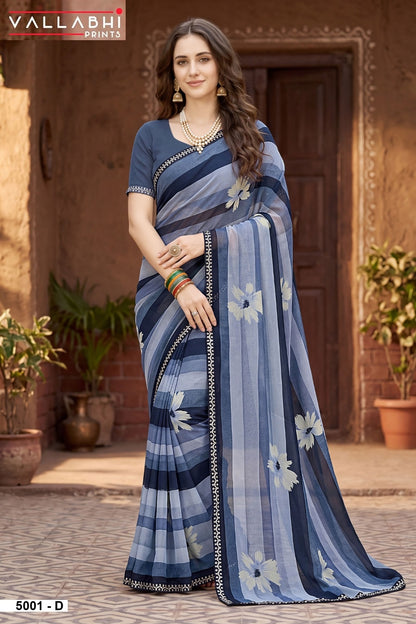 Malisha Vol 5 Vallabhi Prints Weightless Sarees Wholesaler Ahmedabad