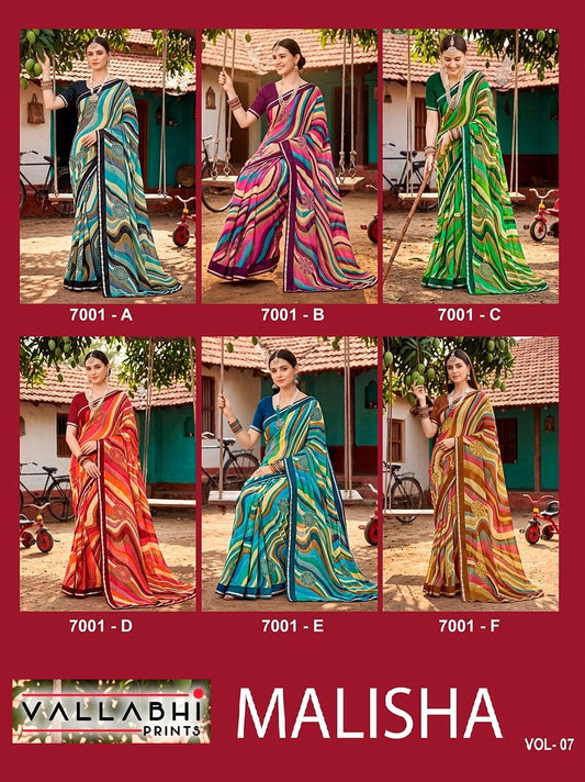 Malisha Vol 7 Vallabhi Prints Weightless Sarees Wholesaler