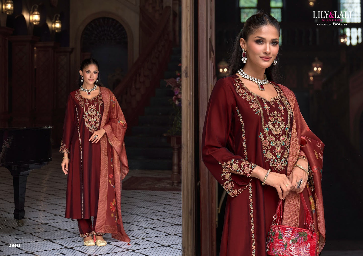 Malkana Lily Lali Viscose Silk Readymade Pant Style Suits Exporter