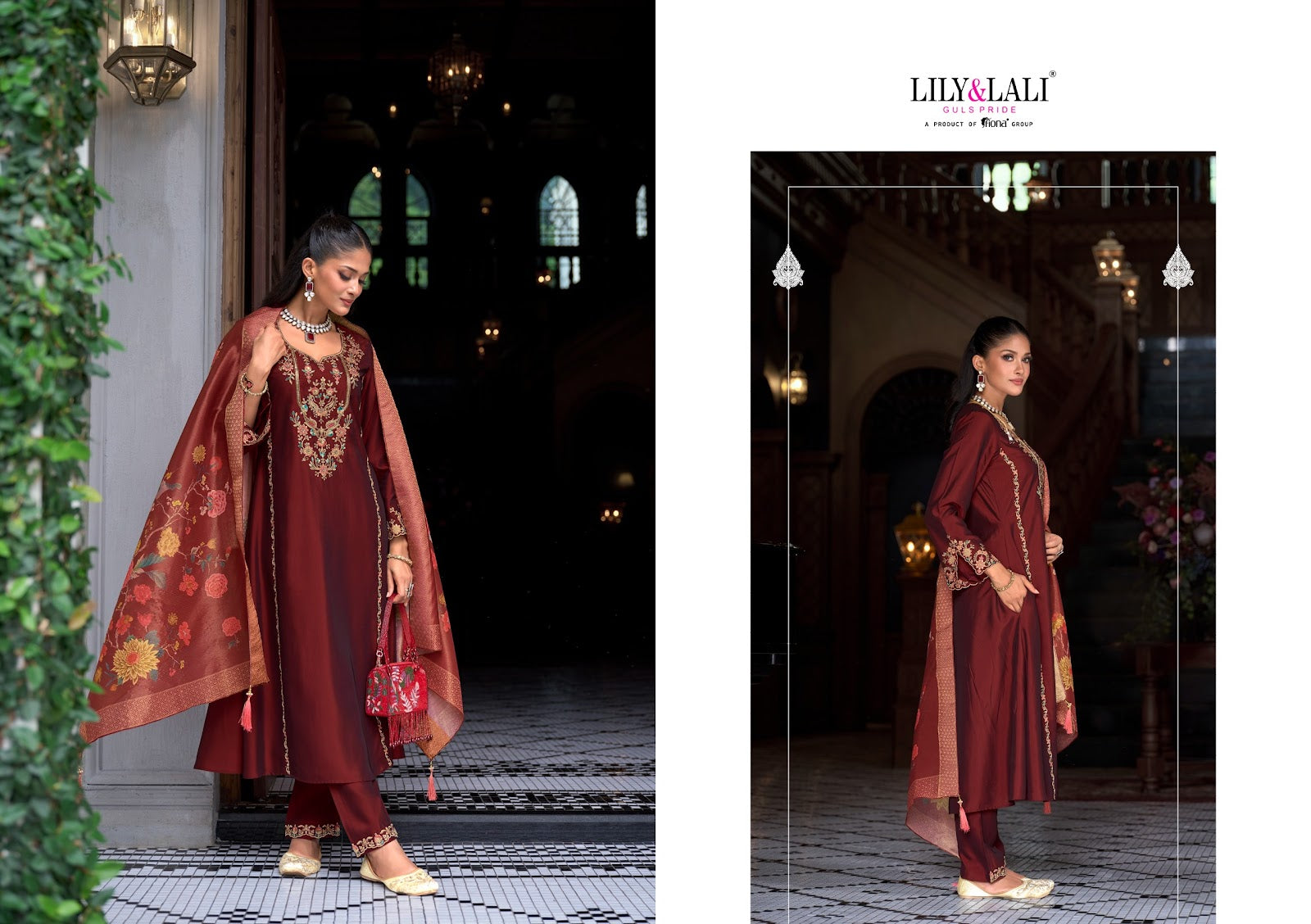 Malkana Lily Lali Viscose Silk Readymade Pant Style Suits Exporter