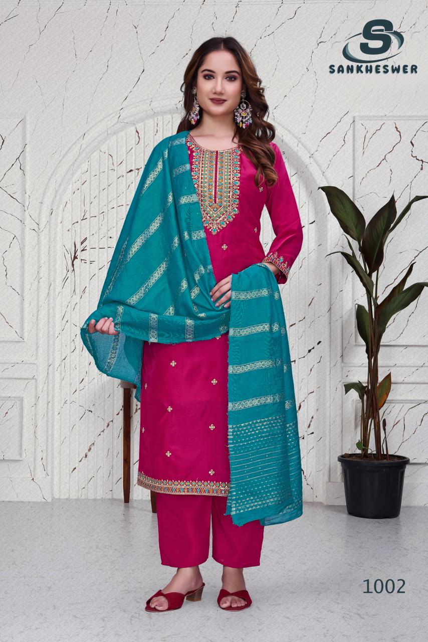 Mallbarry Vol 1 Sankheswer Roman Silk Readymade Pant Style Suits Manufacturer India
