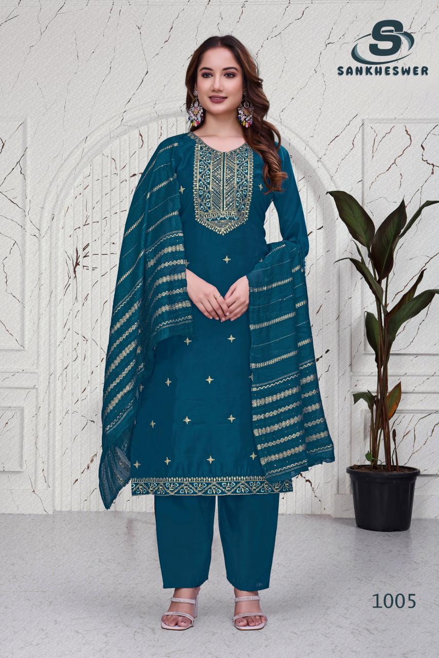 Mallbarry Vol 1 Sankheswer Roman Silk Readymade Pant Style Suits Manufacturer India