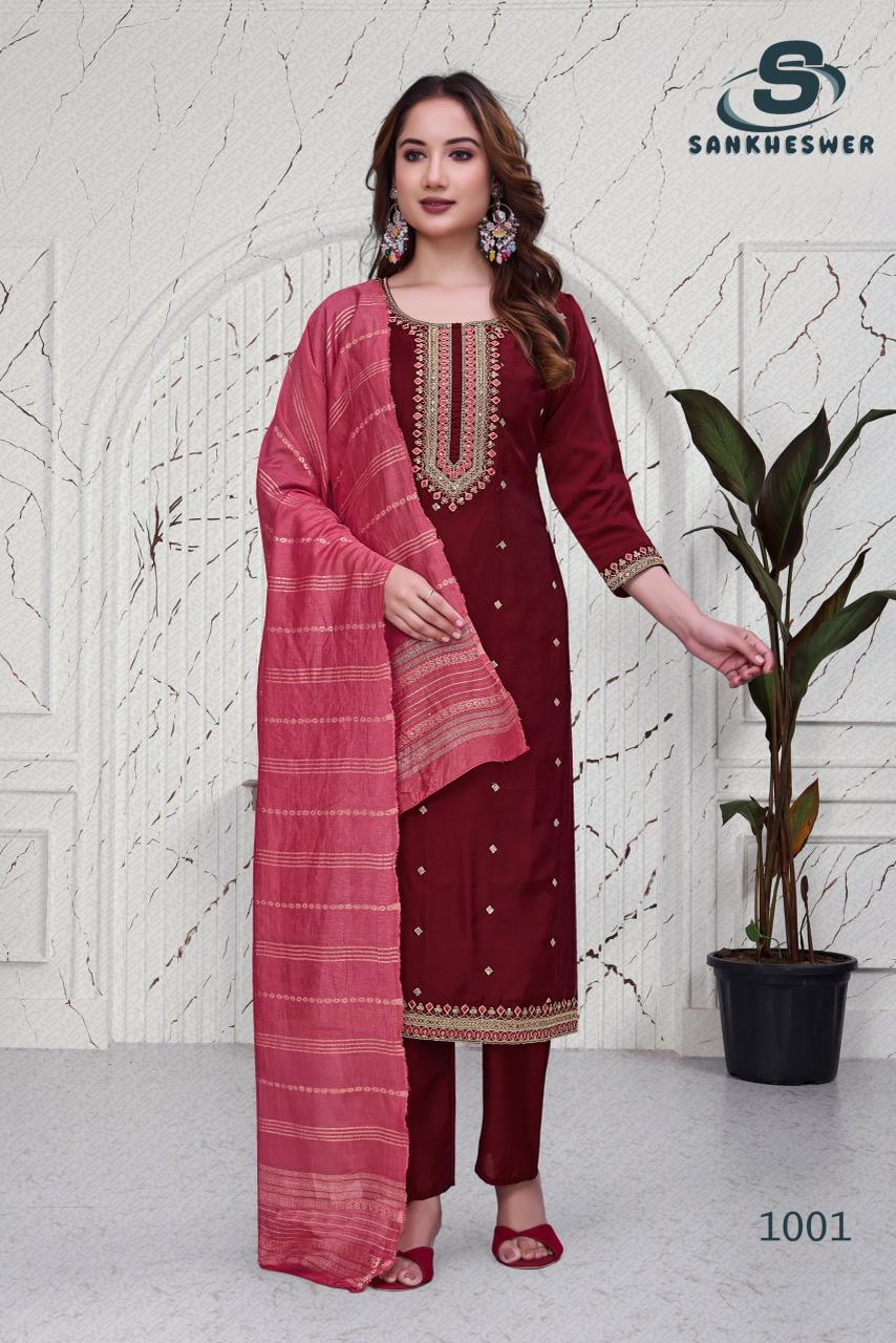 Mallbarry Vol 1 Sankheswer Roman Silk Readymade Pant Style Suits Manufacturer India