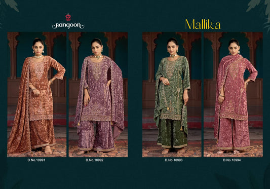 Mallika Rangoon Makhmal Readymade Velvet Suits Wholesale Price