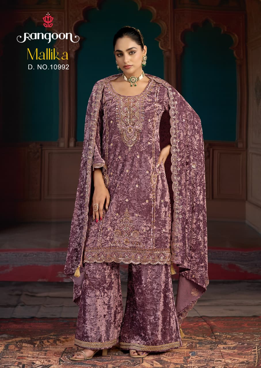 Mallika Rangoon Makhmal Readymade Velvet Suits Wholesale Price