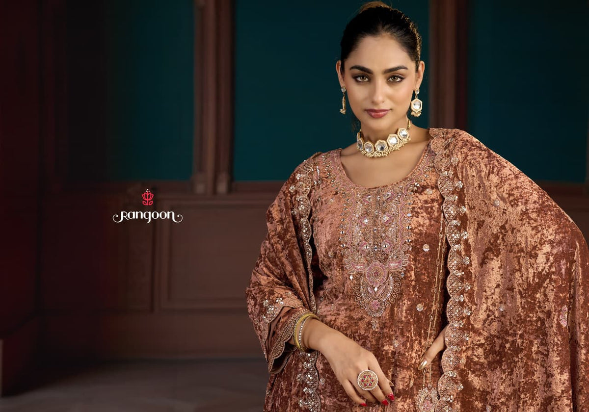 Mallika Rangoon Makhmal Readymade Velvet Suits Wholesale Price
