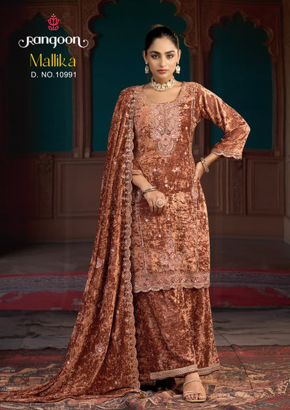 Mallika Rangoon Makhmal Readymade Velvet Suits Wholesale Price