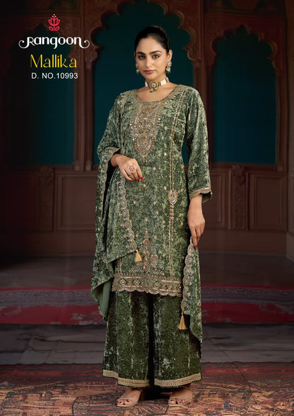 Mallika Rangoon Makhmal Readymade Velvet Suits Wholesale Price