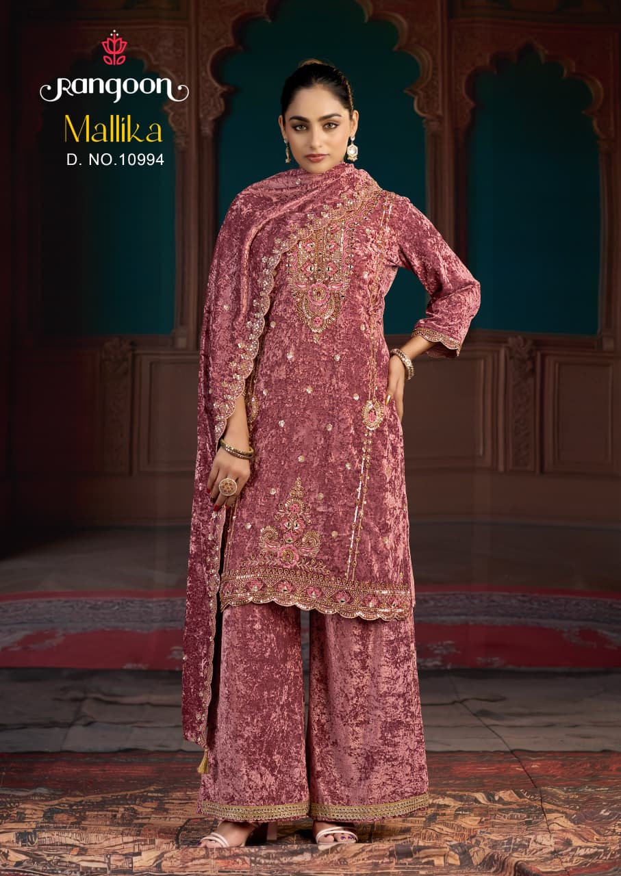 Mallika Rangoon Makhmal Readymade Velvet Suits Wholesale Price