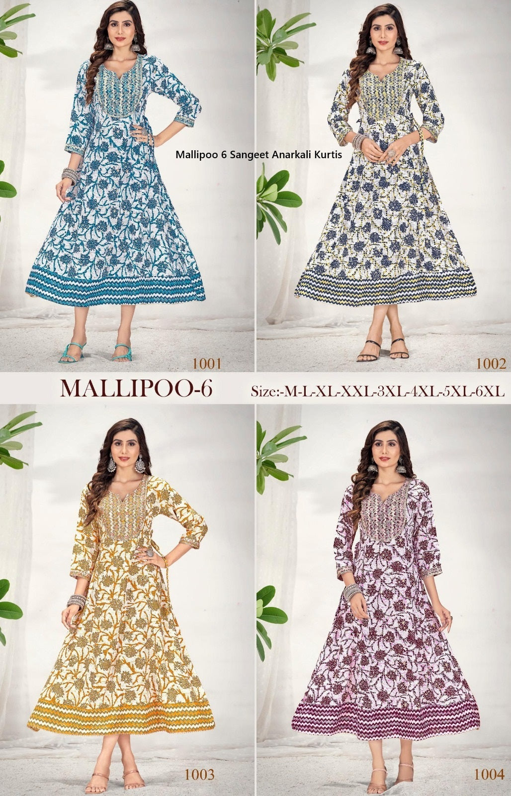 Mallipoo 6 Sangeet Rayon Anarkali Kurtis Wholesaler Ahmedabad