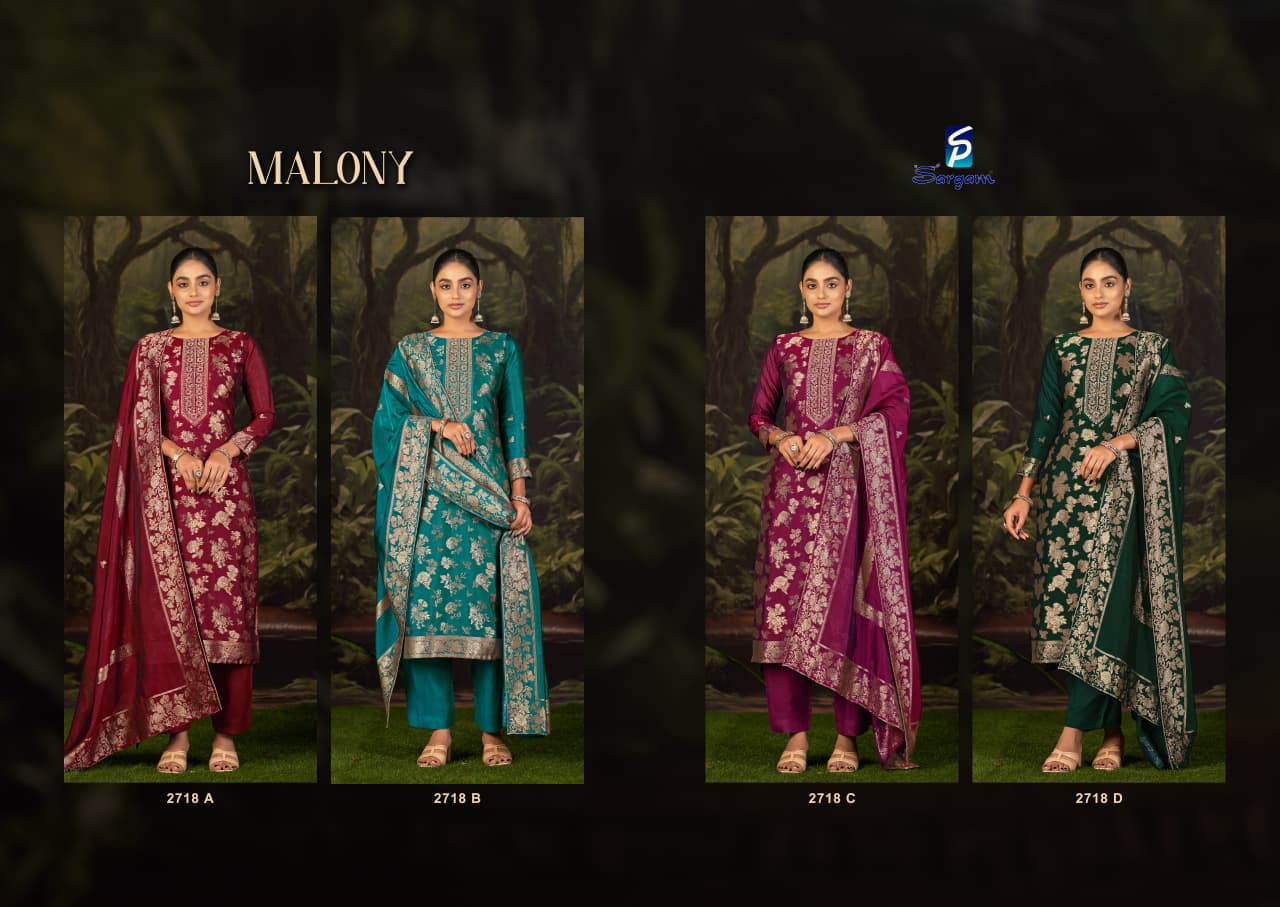 Malony Sargam Prints Silk Jacquard Pant Style Suits Manufacturer Gujarat