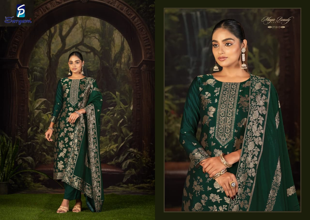 Malony Sargam Prints Silk Jacquard Pant Style Suits Manufacturer Gujarat