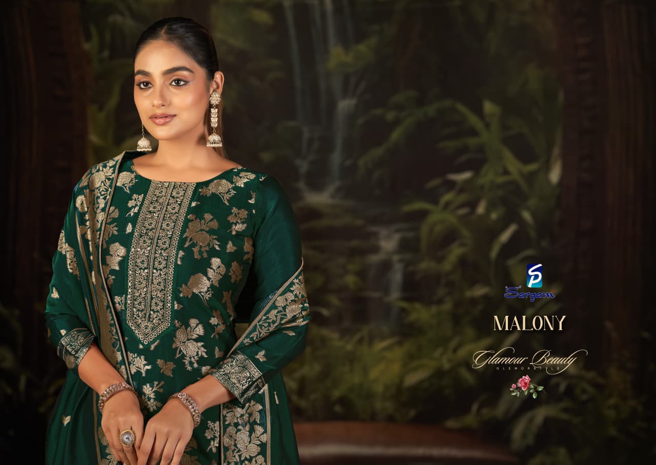 Malony Sargam Prints Silk Jacquard Pant Style Suits Manufacturer Gujarat