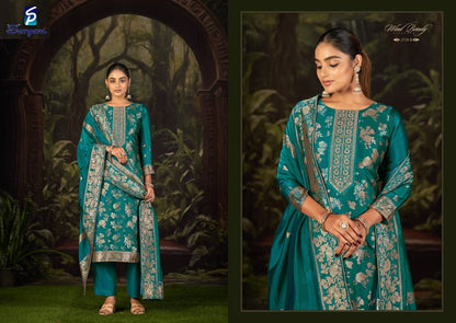 Malony Sargam Prints Silk Jacquard Pant Style Suits Manufacturer Gujarat