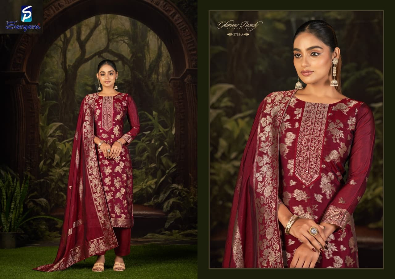 Malony Sargam Prints Silk Jacquard Pant Style Suits Manufacturer Gujarat