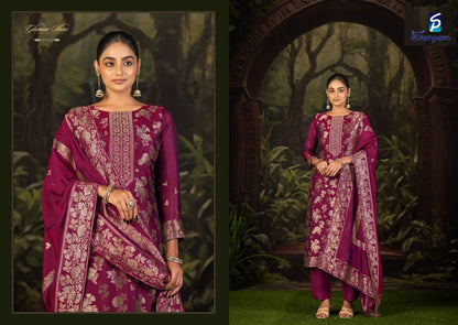 Malony Sargam Prints Silk Jacquard Pant Style Suits Manufacturer Gujarat