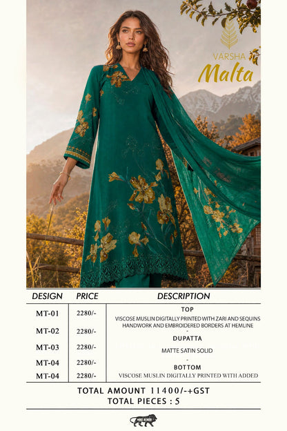 Malta Varshaa Viscose Muslin Pant Style Suits Exporter Ahmedabad