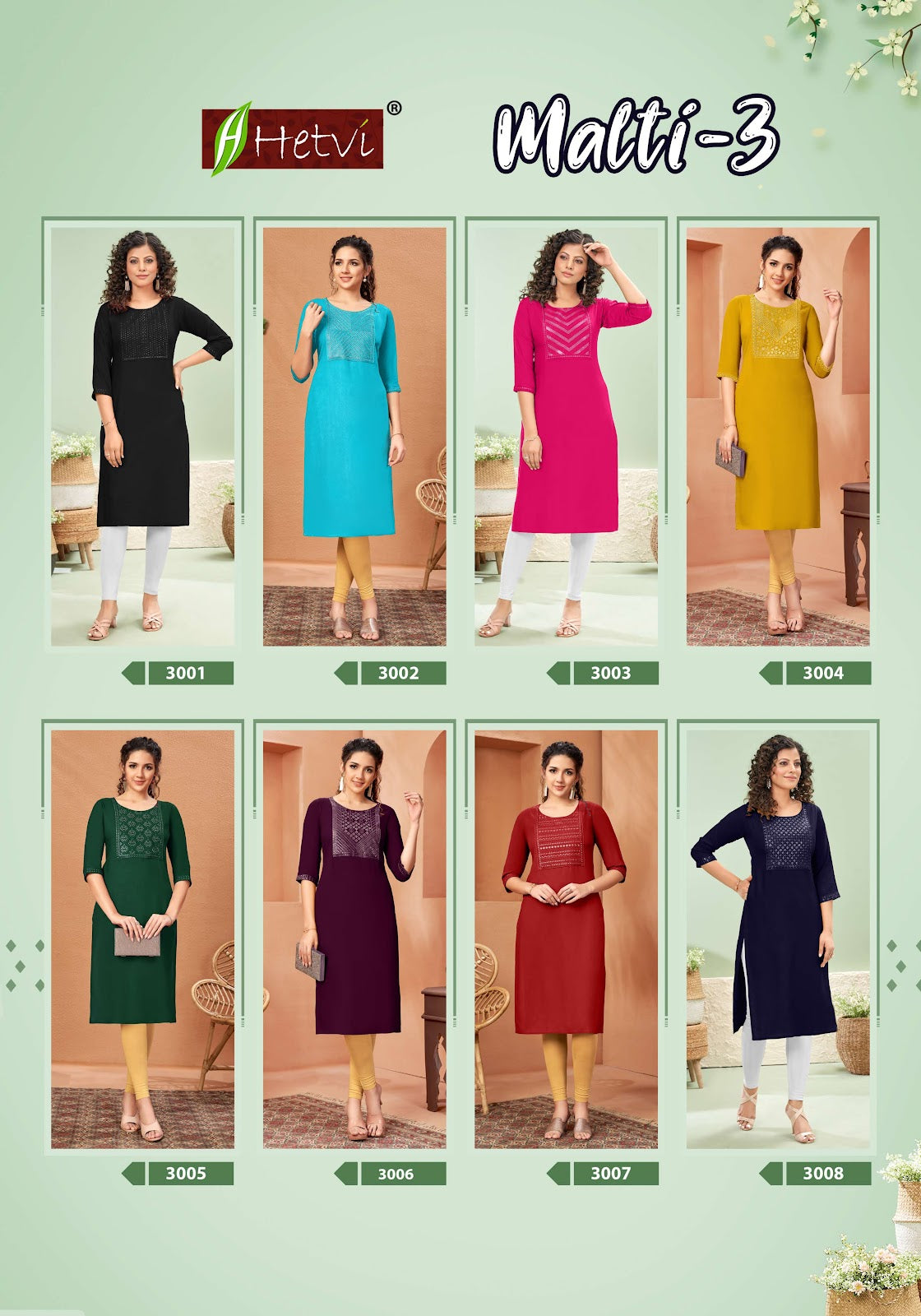 Malti 3 Hetvi Rayon Knee Length Kurtis