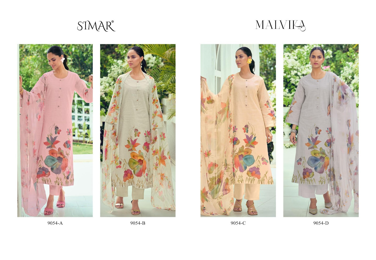 Malvika 9054 Simar Glossy Cotton Pant Style Suits Manufacturer India