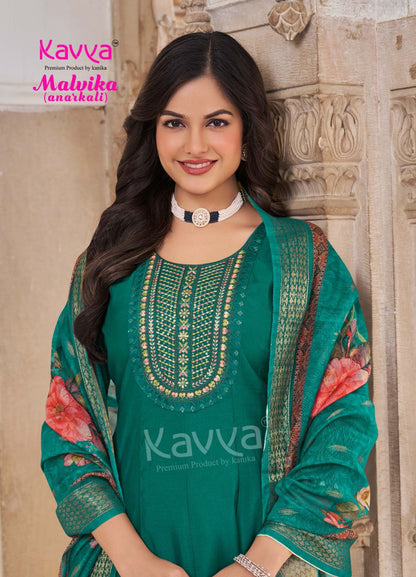Malvika Vol 1 Kavya Roman Silk Readymade Anarkali Suits Wholesaler India