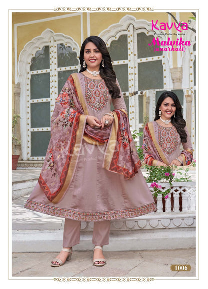 Malvika Vol 1 Kavya Roman Silk Readymade Anarkali Suits Wholesaler India
