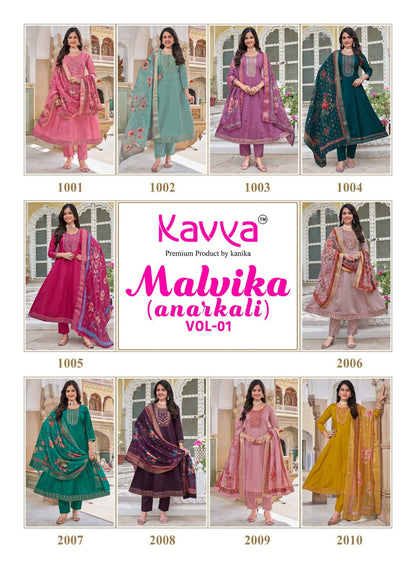 Malvika Vol 1 Kavya Roman Silk Readymade Anarkali Suits Wholesaler India