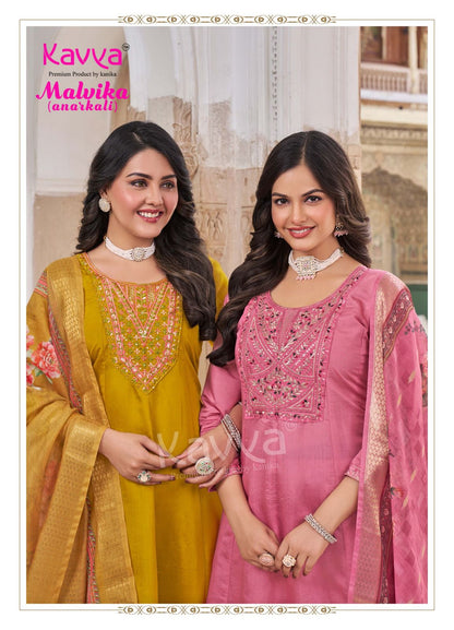 Malvika Vol 1 Kavya Roman Silk Readymade Anarkali Suits Wholesaler India