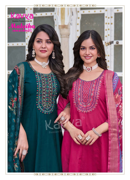 Malvika Vol 1 Kavya Roman Silk Readymade Anarkali Suits Wholesaler India