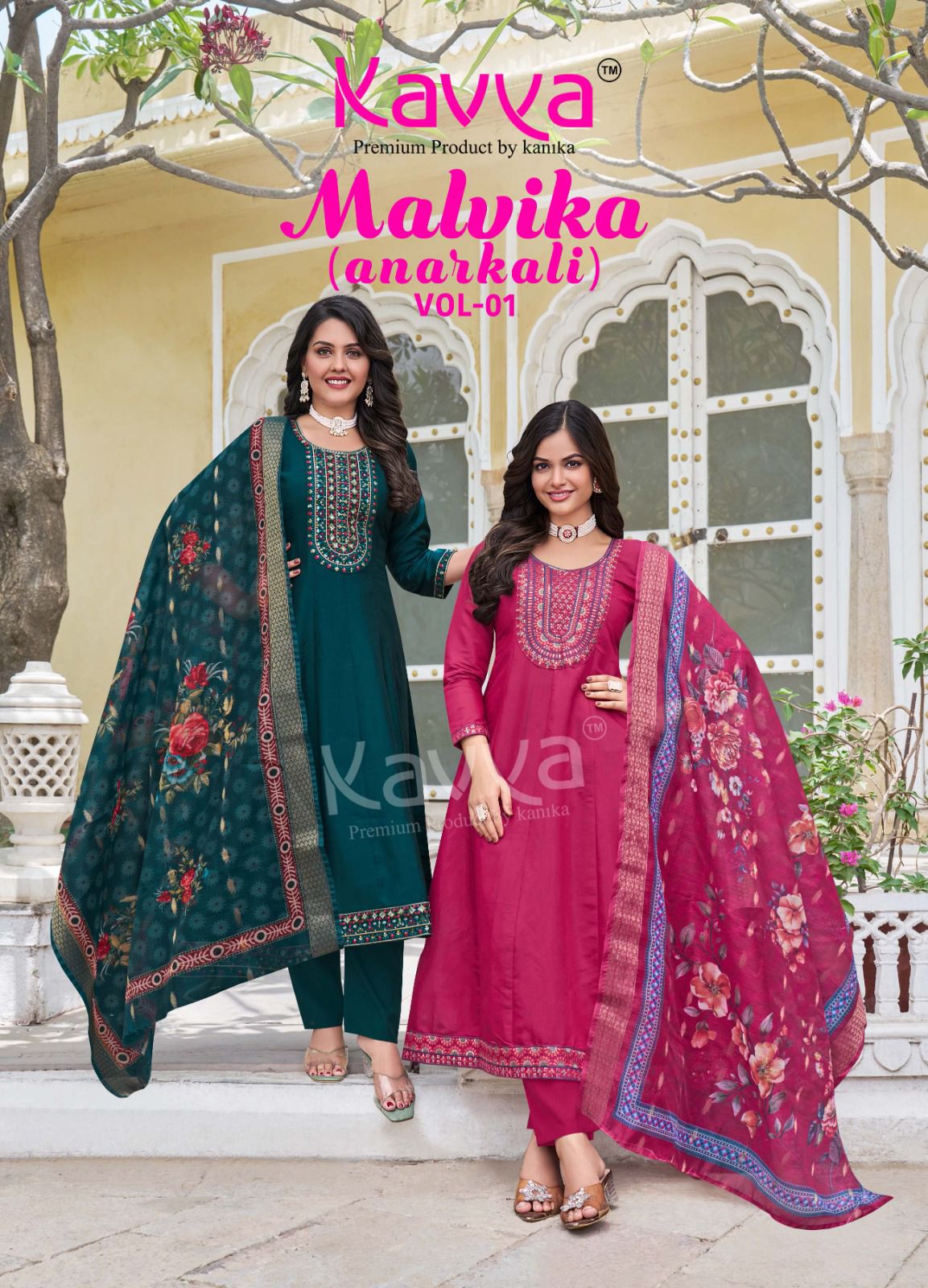 Malvika Vol 1 Kavya Roman Silk Readymade Anarkali Suits Wholesaler India