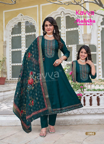Malvika Vol 1 Kavya Roman Silk Readymade Anarkali Suits Wholesaler India