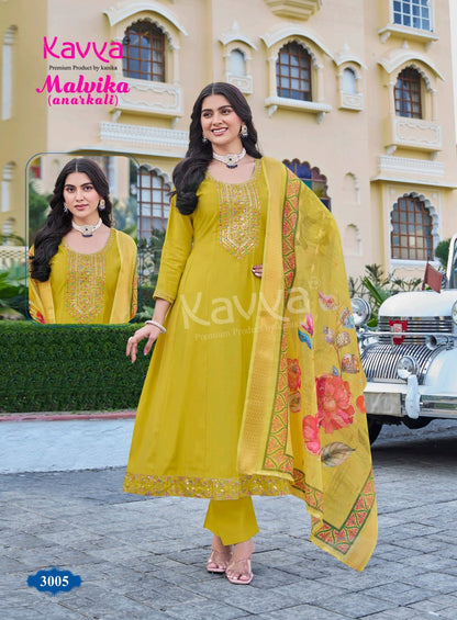 Malvika Vol 3 Kavya Roman Silk Readymade Anarkali Suits Supplier India