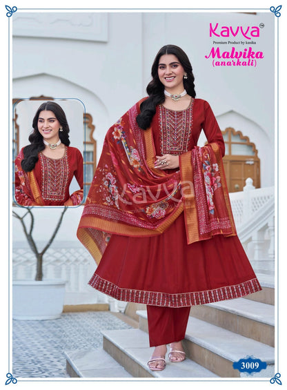 Malvika Vol 3 Kavya Roman Silk Readymade Anarkali Suits Supplier India
