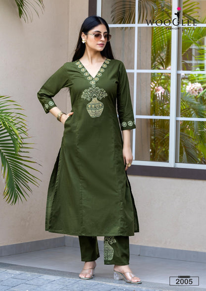 Malvika Wooglee Cotton Kurti Pant Set Supplier Ahmedabad