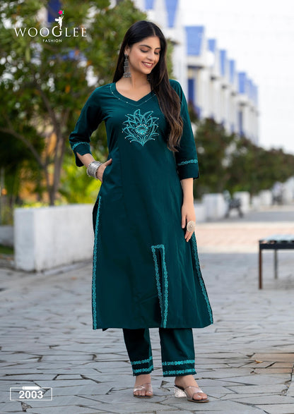 Malvika Wooglee Cotton Kurti Pant Set Supplier Ahmedabad