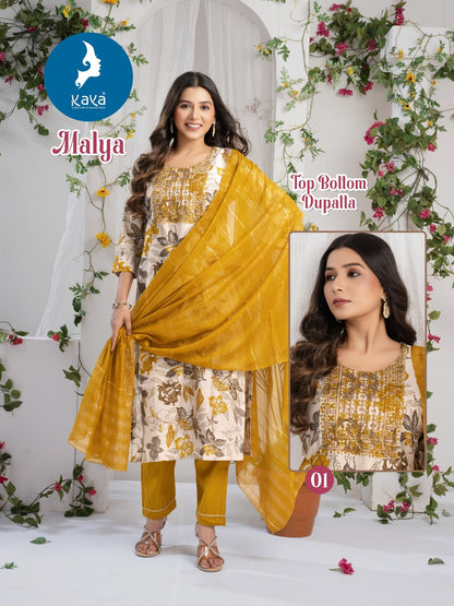 Malya Kaya Vertican Readymade Pant Style Suits Wholesaler Ahmedabad