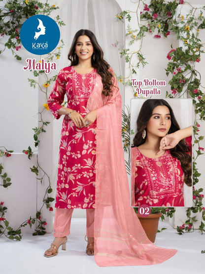 Malya Kaya Vertican Readymade Pant Style Suits Wholesaler Ahmedabad