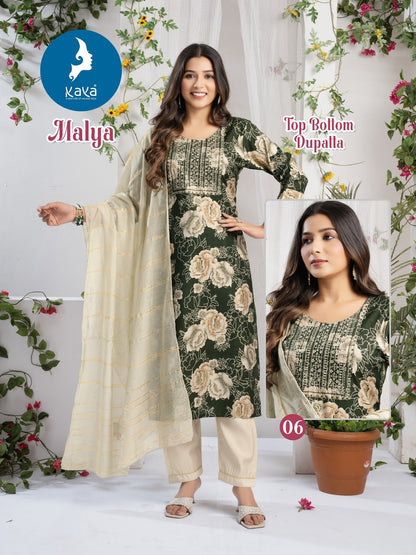Malya Kaya Vertican Readymade Pant Style Suits Wholesaler Ahmedabad