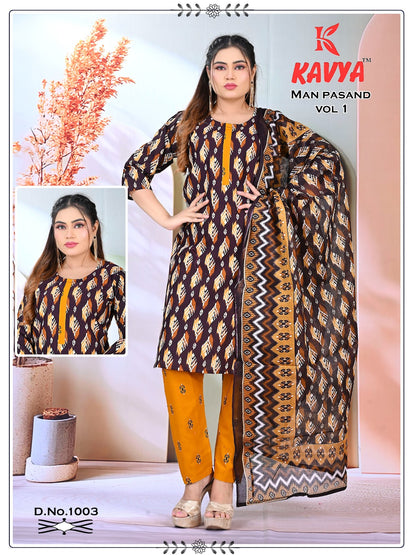 Man Pasand Vol 1 Kavya Pt Readymade Cotton Pant Suits Exporter Ahmedabad