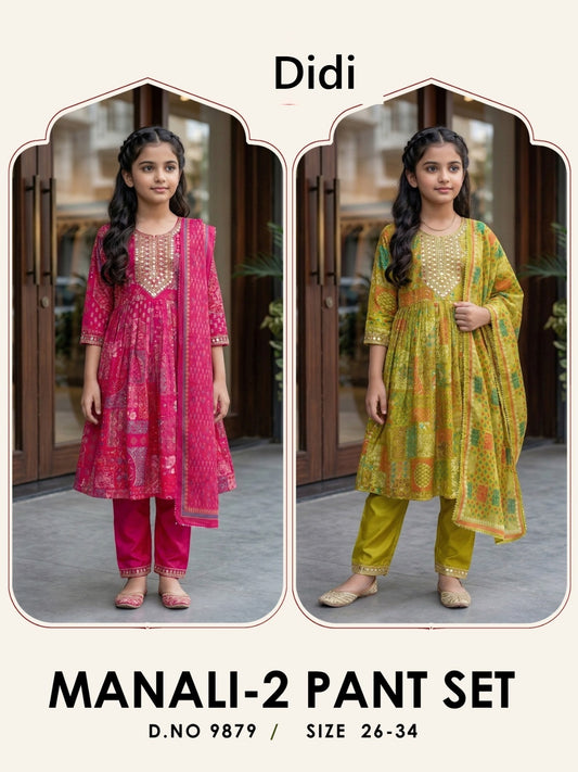 Manali 2 Dn 9879 Didi Roman Girls Readymade Pant Suits Wholesaler