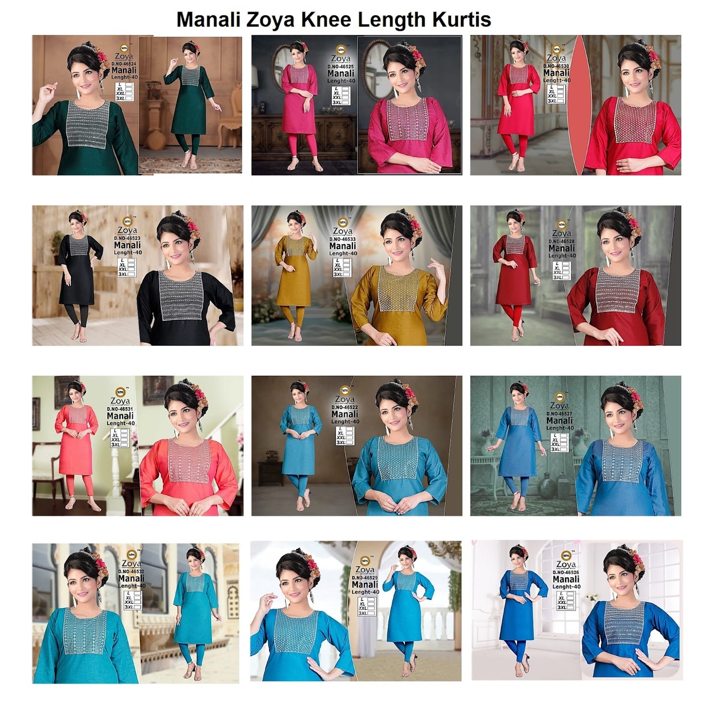 Manali Zoya Two Tone Knee Length Kurtis Exporter India