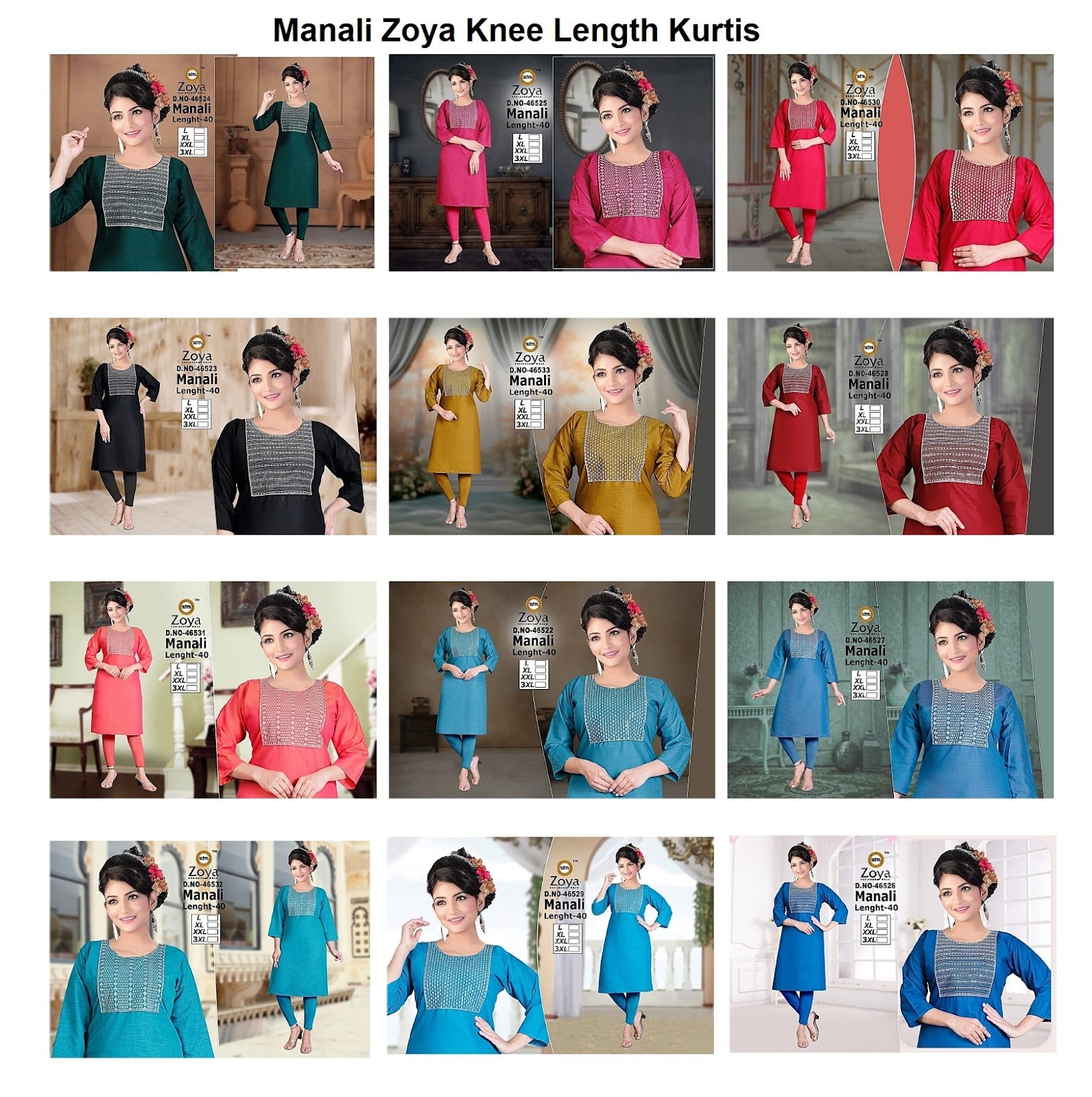 Manali Zoya Two Tone Knee Length Kurtis Exporter India