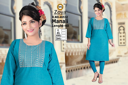 Manali Zoya Two Tone Knee Length Kurtis Exporter India