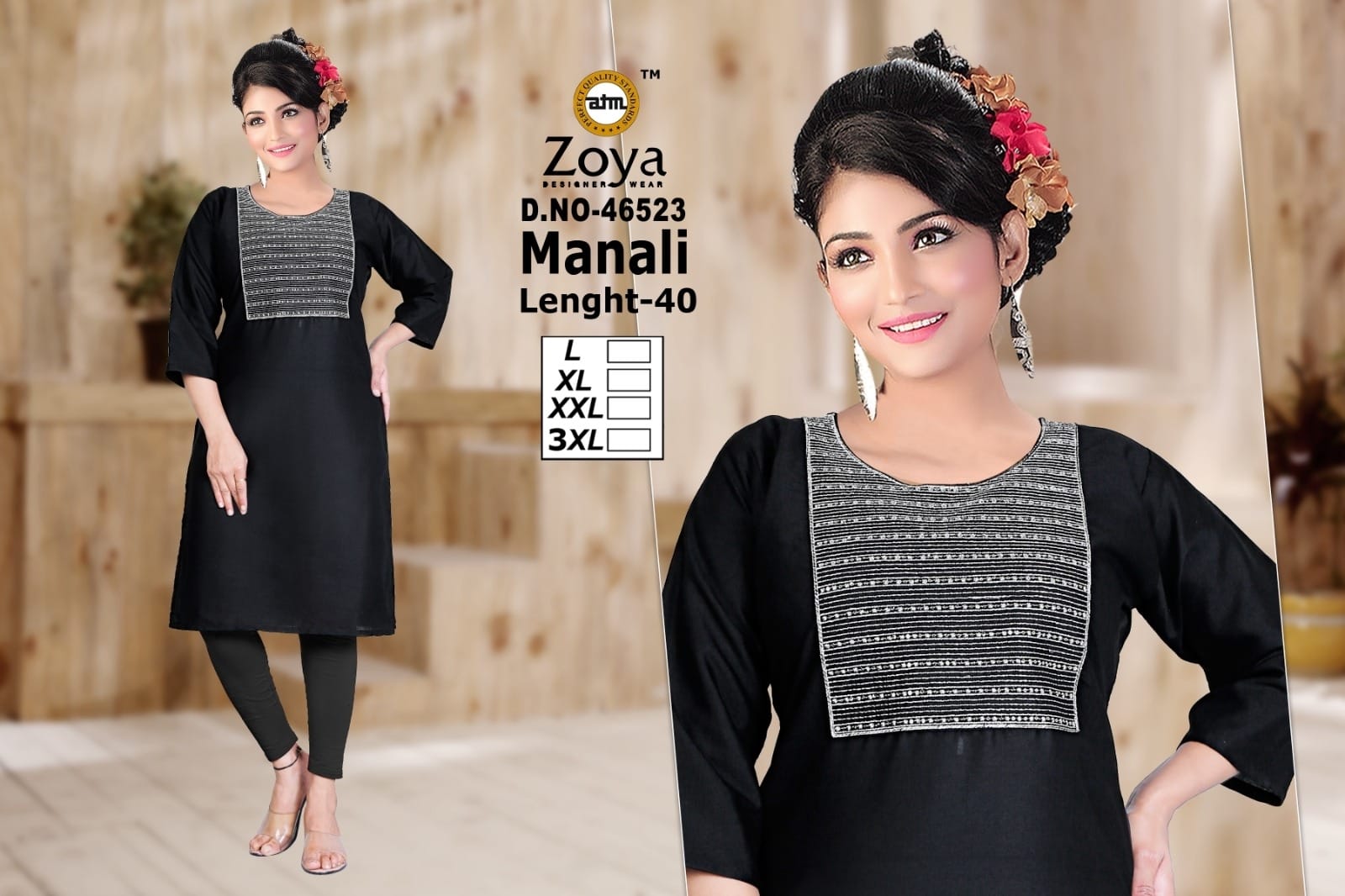 Manali Zoya Two Tone Knee Length Kurtis Exporter India