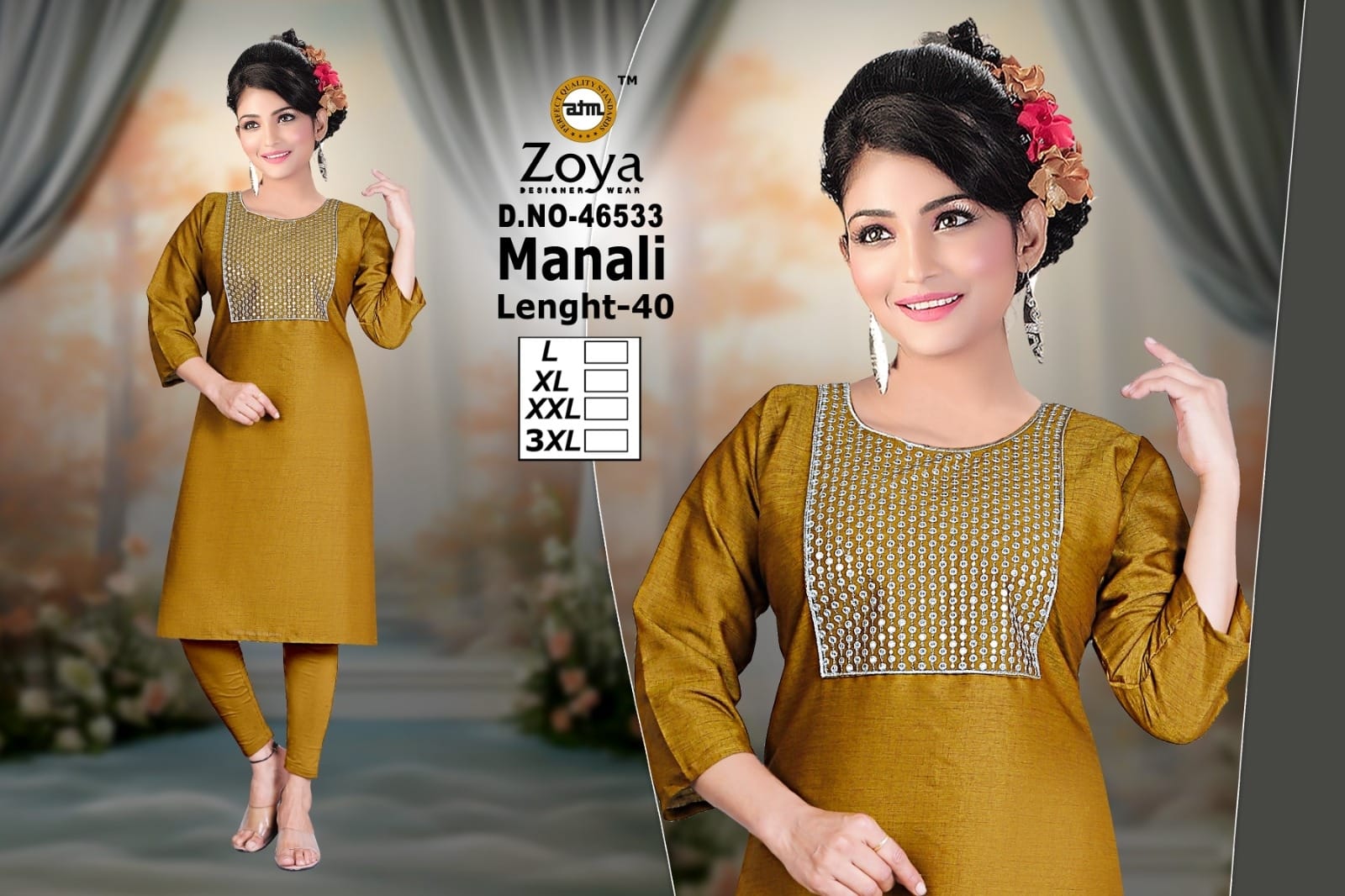 Manali Zoya Two Tone Knee Length Kurtis Exporter India