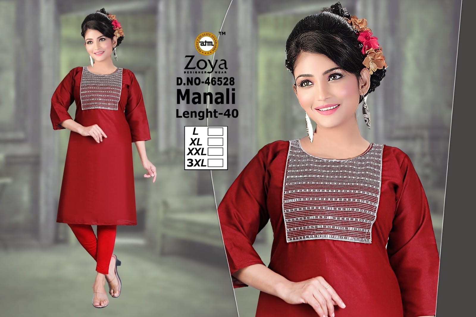 Manali Zoya Two Tone Knee Length Kurtis Exporter India