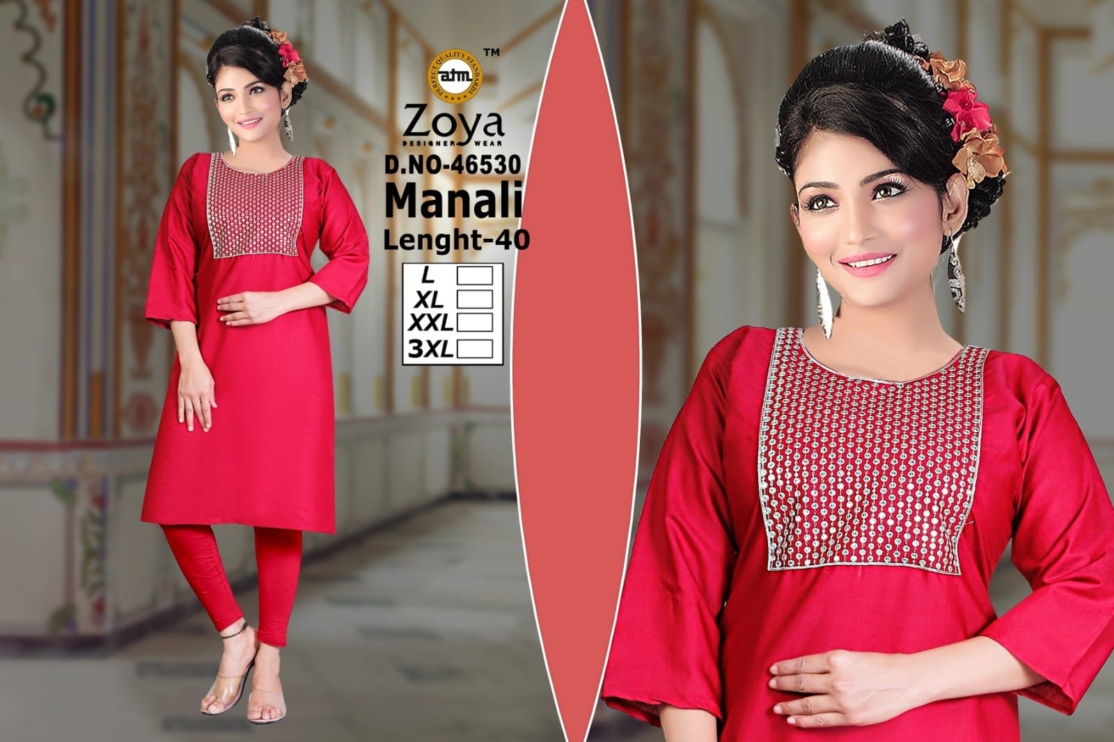 Manali Zoya Two Tone Knee Length Kurtis Exporter India