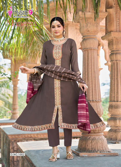 Manasvi Vol 1 Mystic 9 Chanderi Readymade Anarkali Suits Wholesaler Ahmedabad