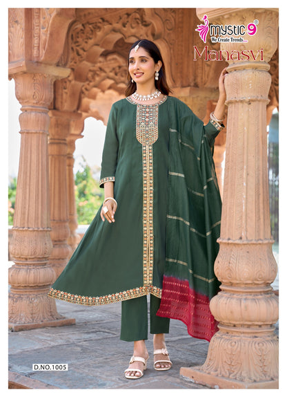 Manasvi Vol 1 Mystic 9 Chanderi Readymade Anarkali Suits Wholesaler Ahmedabad