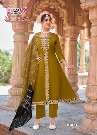 Manasvi Vol 1 Mystic 9 Chanderi Readymade Anarkali Suits Wholesaler Ahmedabad